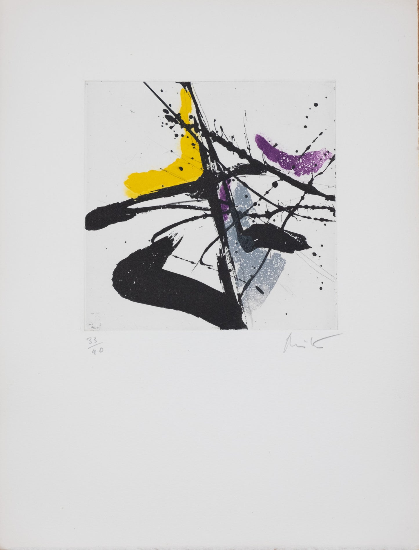 Jean MIOTTE : Composition abstraite J - Gravure originale signée