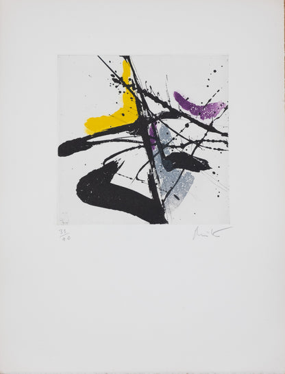 Jean MIOTTE : Composition abstraite J - Gravure originale signée