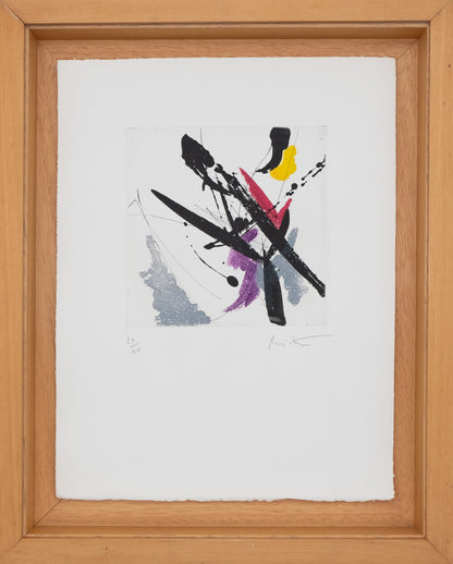 Jean MIOTTE : Composition abstraite H - Gravure originale signée