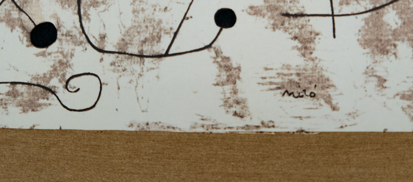 Joan MIRO : Personnage dans la nuit - Pochoir original signé