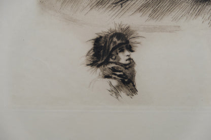 Alméry LOBEL RICHE : Portrait de femme au manteau de fourrure - Gravure originale signée