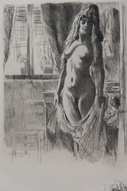Alméry LOBEL RICHE : Nu au foulard - Gravure originale signée
