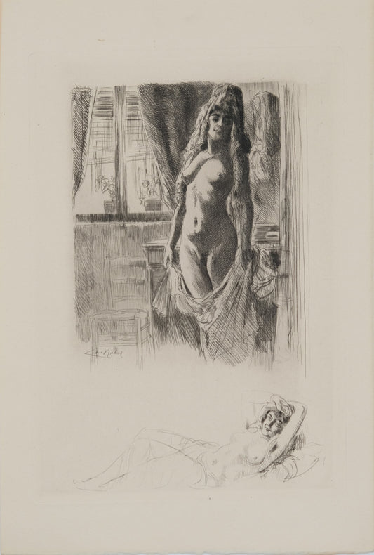 Alméry LOBEL RICHE : Nu au foulard - Gravure originale signée