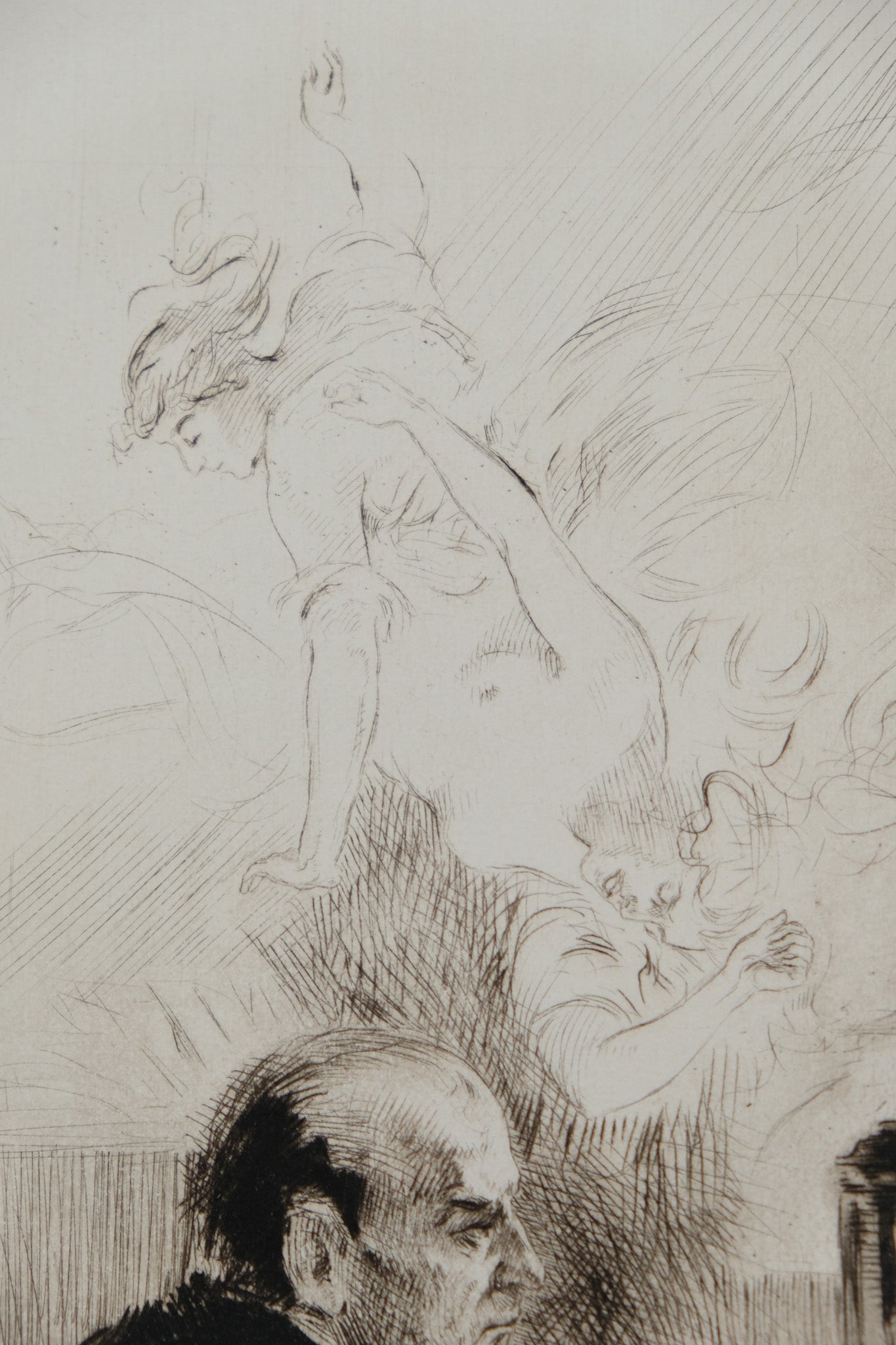 Alméry LOBEL RICHE : Homme pensif  - Gravure originale