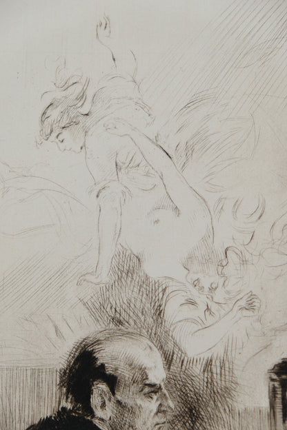 Alméry LOBEL RICHE : Homme pensif  - Gravure originale