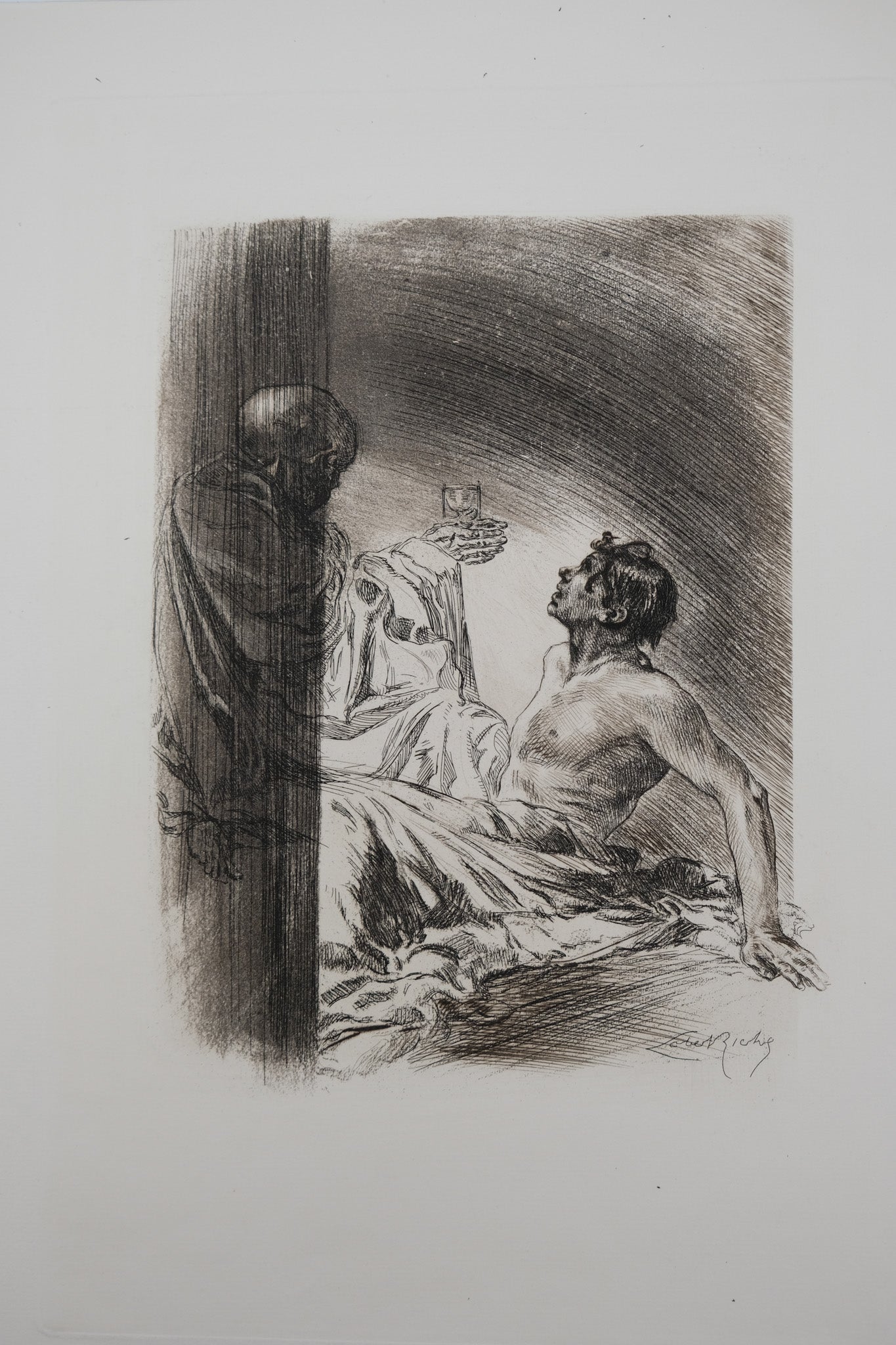 Alméry LOBEL RICHE : La venue de la mort - Gravure originale signée