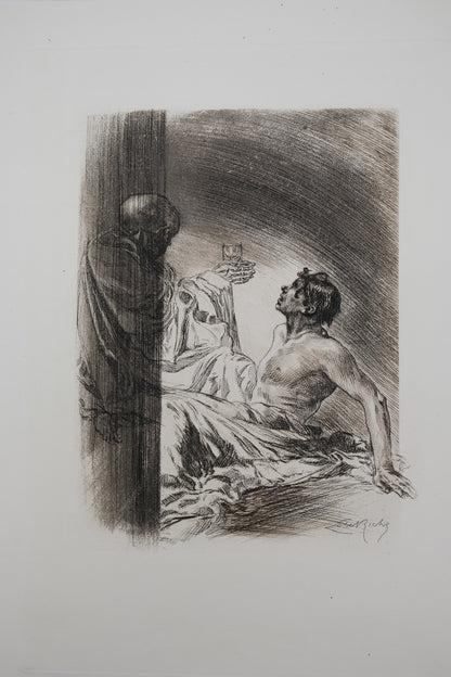 Alméry LOBEL RICHE : La venue de la mort - Gravure originale signée