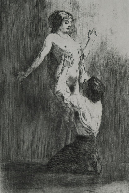 Alméry LOBEL RICHE : Admiration du corps féminin - Gravure originale