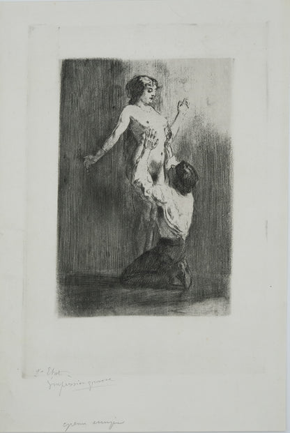 Alméry LOBEL RICHE : Admiration du corps féminin - Gravure originale