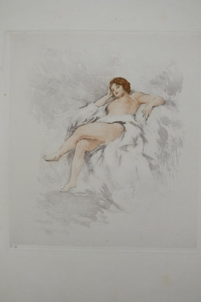 Alméry LOBEL RICHE : Nu au regard langoureux - Gravure originale