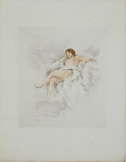 Alméry LOBEL RICHE : Nu au regard langoureux - Gravure originale