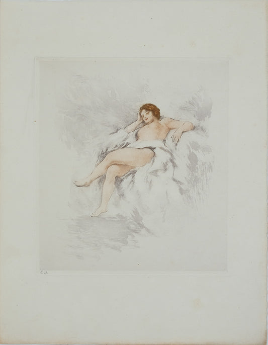 Alméry LOBEL RICHE : Nu au regard langoureux - Gravure originale
