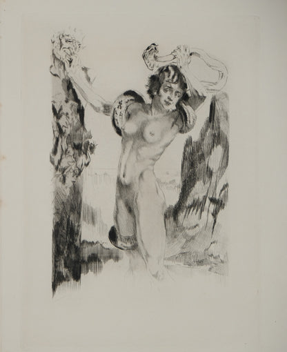 Alméry LOBEL RICHE : Nu au serpent - Gravure originale signée