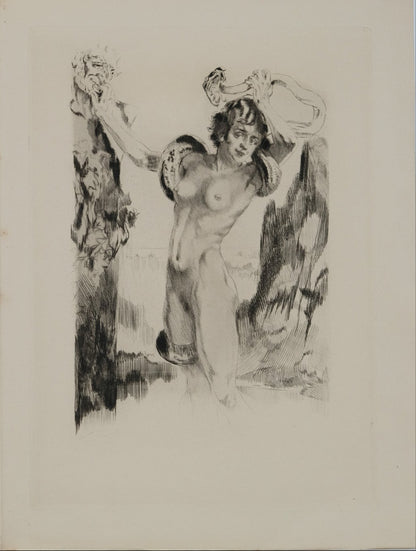 Alméry LOBEL RICHE : Nu au serpent - Gravure originale signée