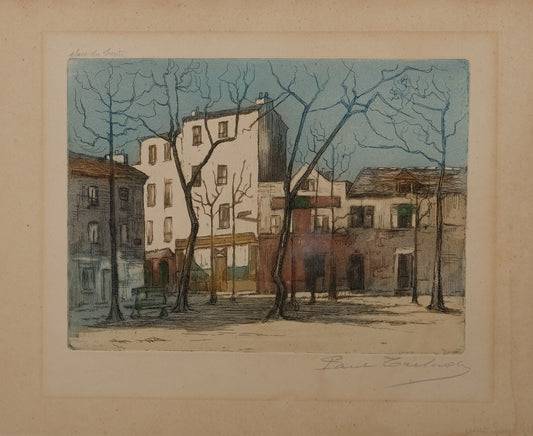 Paul TRELADE (Gen PAUL) : La place du Tertre - Gravure originale signée