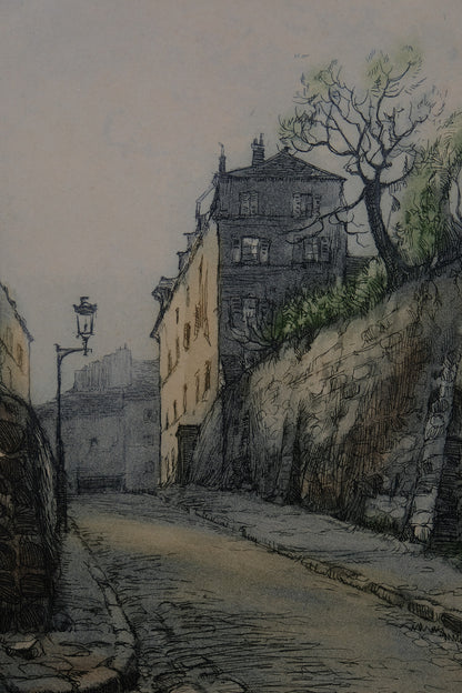 Paul TRELADE (Gen PAUL) : Rue des saules - Gravure originale signée