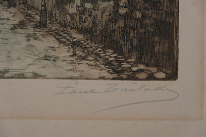 Paul TRELADE (Gen PAUL) : Le toit de chaume - Gravure originale signée