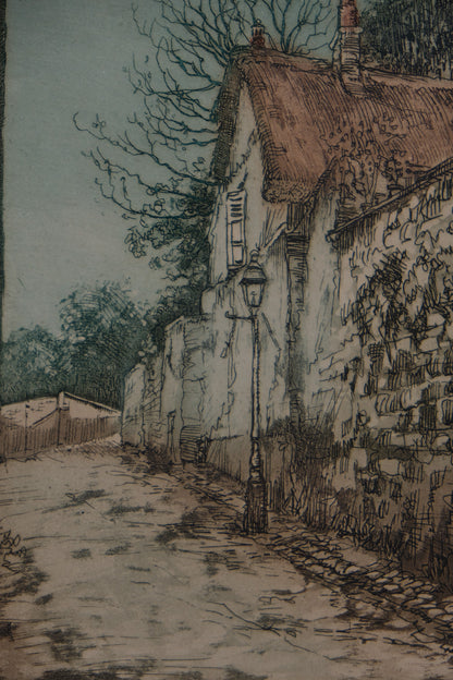 Paul TRELADE (Gen PAUL) : Le toit de chaume - Gravure originale signée