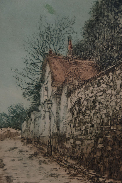 Paul TRELADE (Gen PAUL) : Le toit de chaume - Gravure originale signée