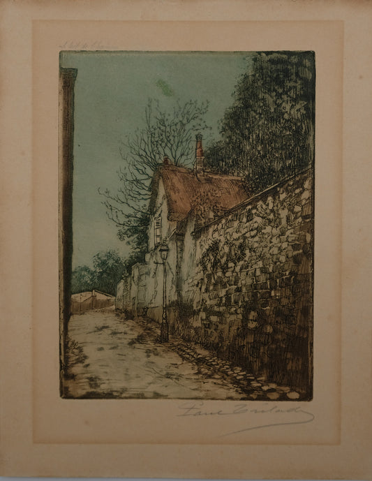 Paul TRELADE (Gen PAUL) : Le toit de chaume - Gravure originale signée