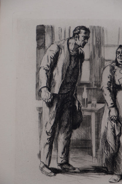 Alméry LOBEL RICHE : Discussion animée - Gravure originale