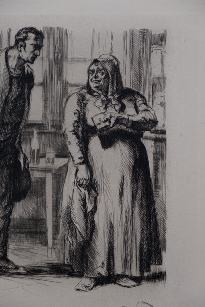 Alméry LOBEL RICHE : Discussion animée - Gravure originale