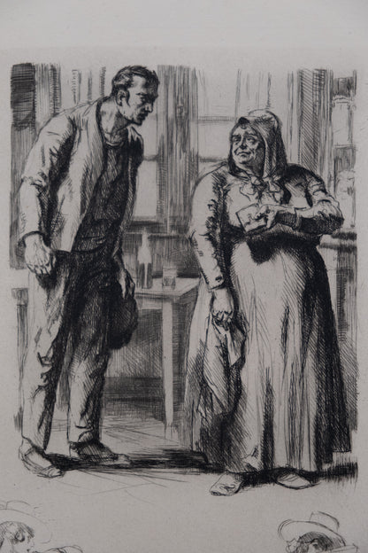 Alméry LOBEL RICHE : Discussion animée - Gravure originale