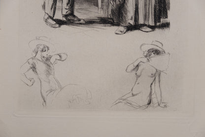 Alméry LOBEL RICHE : Discussion animée - Gravure originale