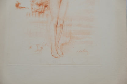 Alméry LOBEL RICHE : Femme nue coquette - Gravure originale signée