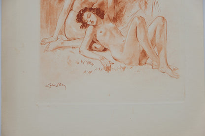 Alméry LOBEL RICHE : Femmes nues allongées - Gravure originale signée