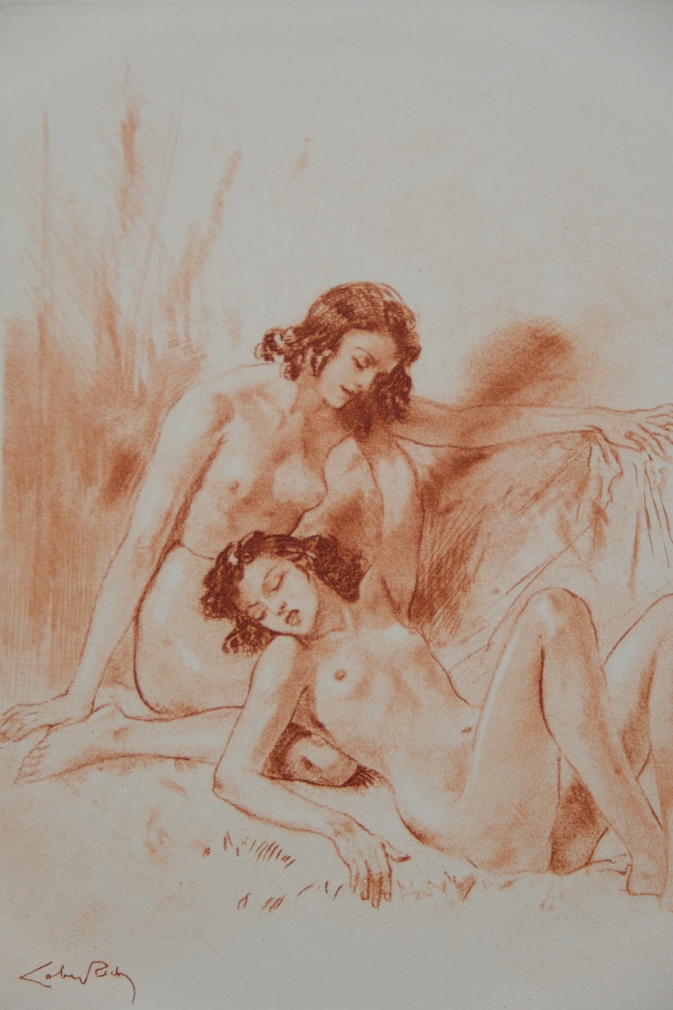 Alméry LOBEL RICHE : Femmes nues allongées - Gravure originale signée