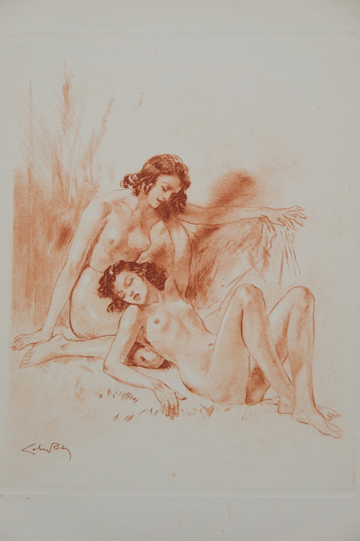 Alméry LOBEL RICHE : Femmes nues allongées - Gravure originale signée