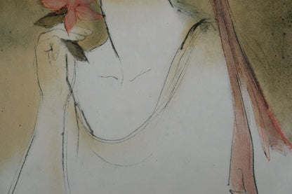 Bernard CHAROY : Sophie et son chapeau de fleurs - Lithographie originale signée