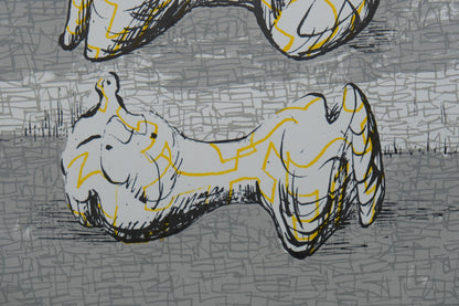 Henry MOORE : Trois personnages allongés - Lithographie originale signée