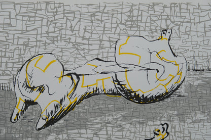 Henry MOORE : Trois personnages allongés - Lithographie originale signée