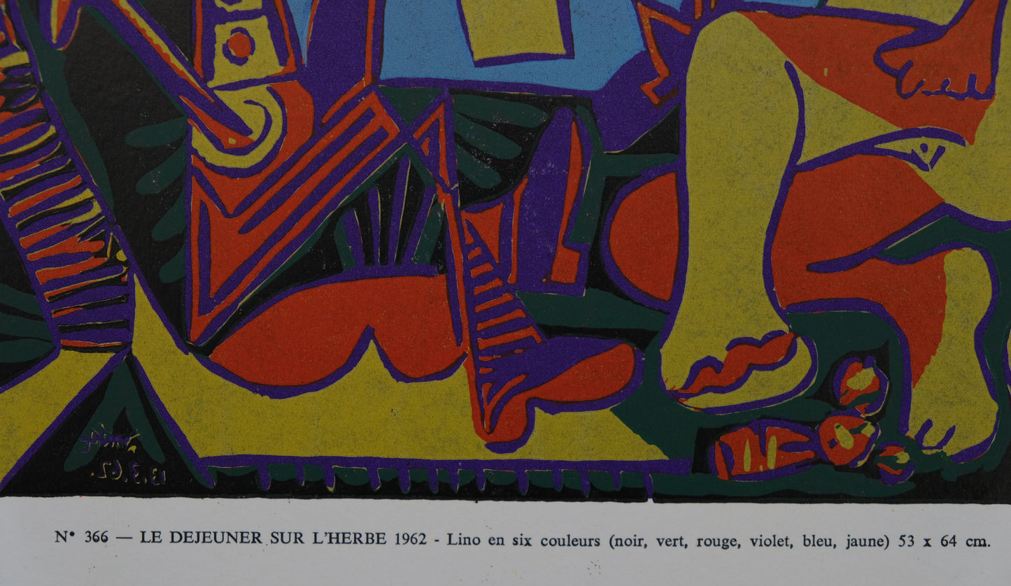 Pablo PICASSO : Portrait de Jacqueline - Linogravure en couleurs