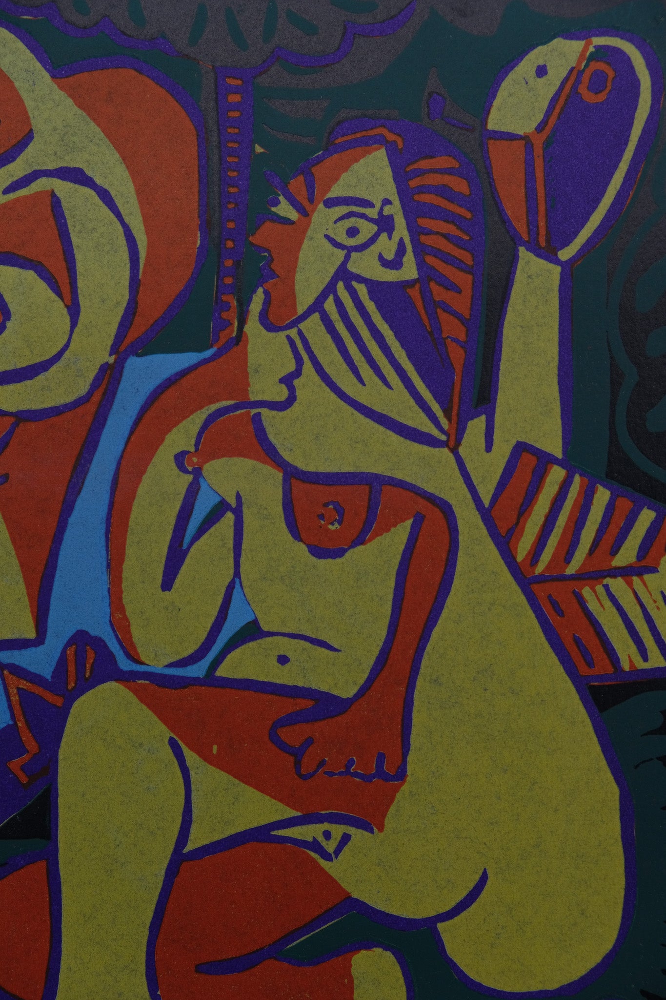 Pablo PICASSO : Portrait de Jacqueline - Linogravure en couleurs