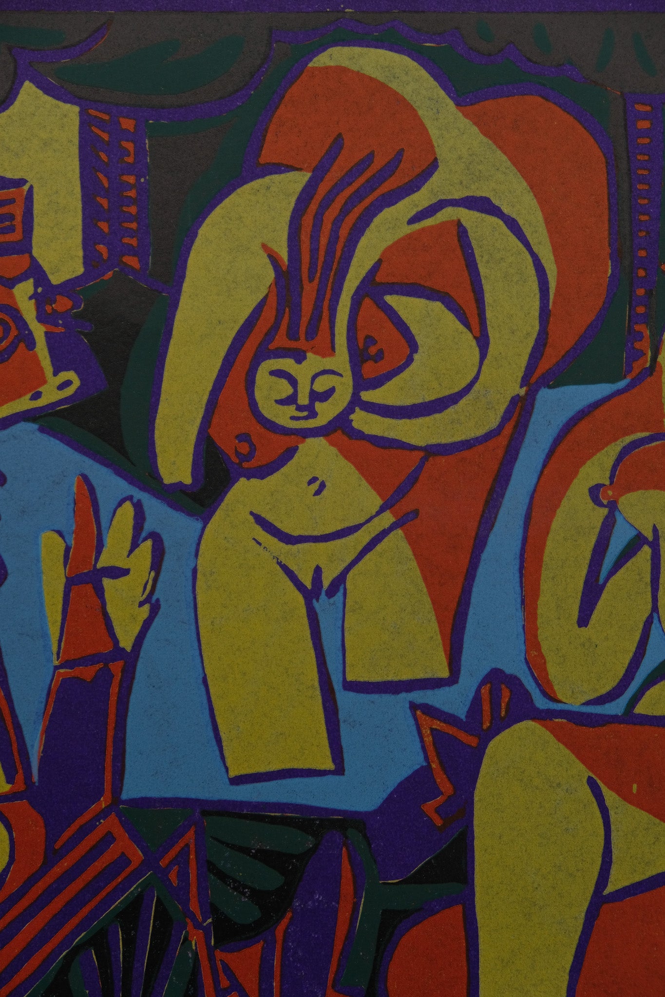 Pablo PICASSO : Portrait de Jacqueline - Linogravure en couleurs