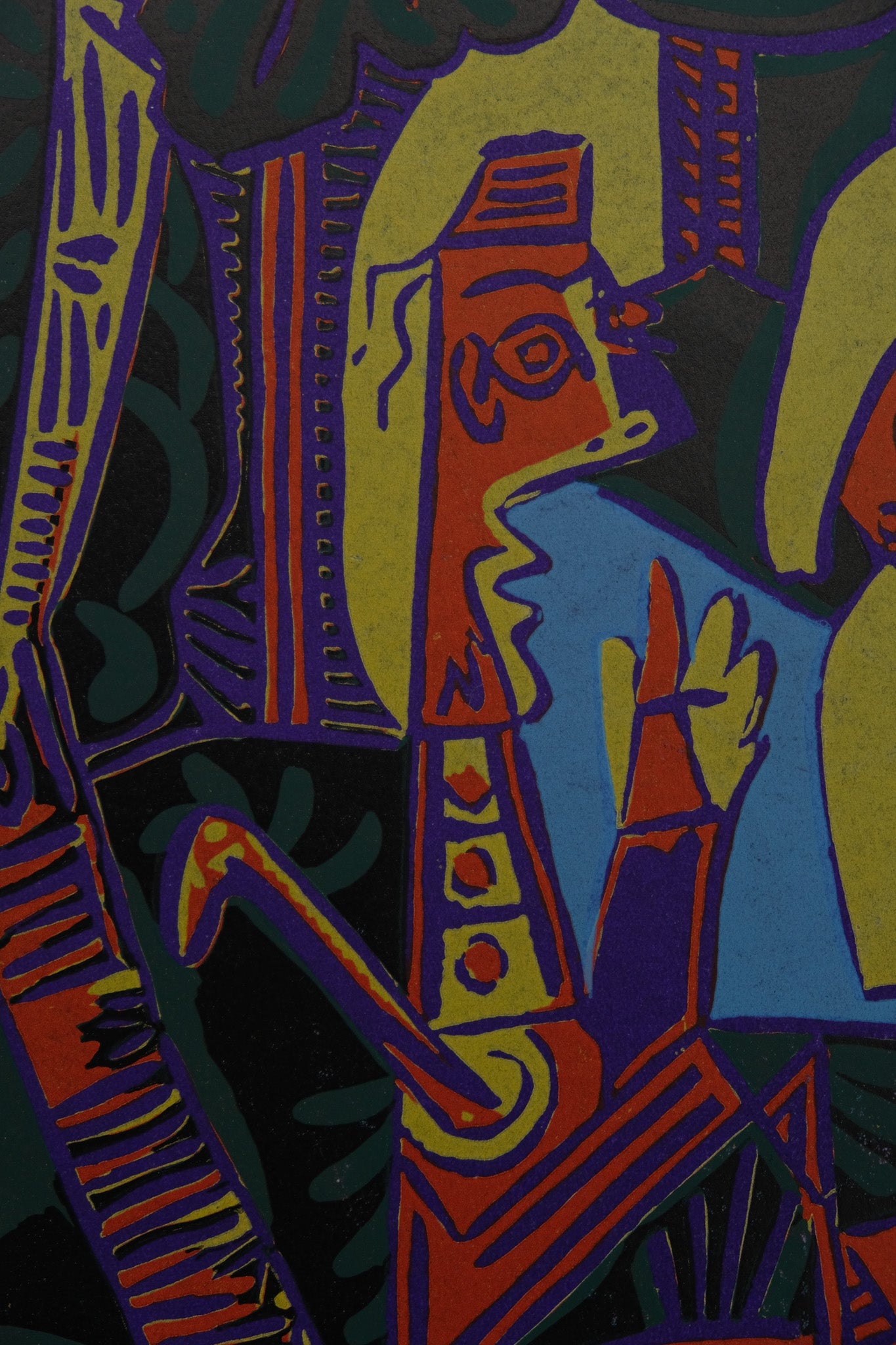 Pablo PICASSO : Portrait de Jacqueline - Linogravure en couleurs