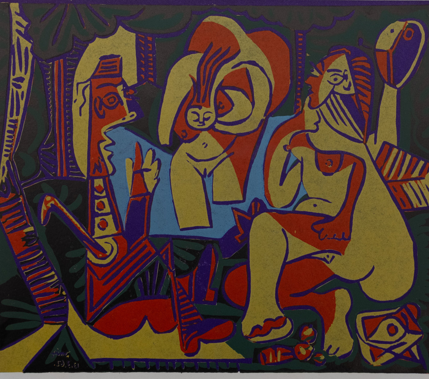 Pablo PICASSO : Portrait de Jacqueline - Linogravure en couleurs