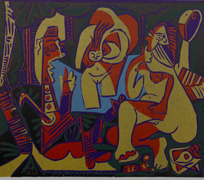 Pablo PICASSO : Portrait de Jacqueline - Linogravure en couleurs