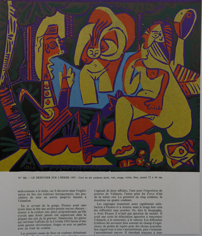 Pablo PICASSO : Portrait de Jacqueline - Linogravure en couleurs