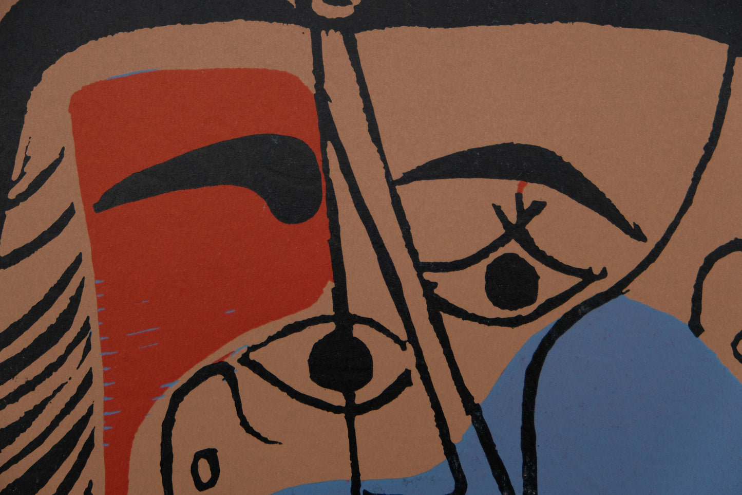 Pablo PICASSO : Portrait de Jacqueline - Linogravure en couleurs