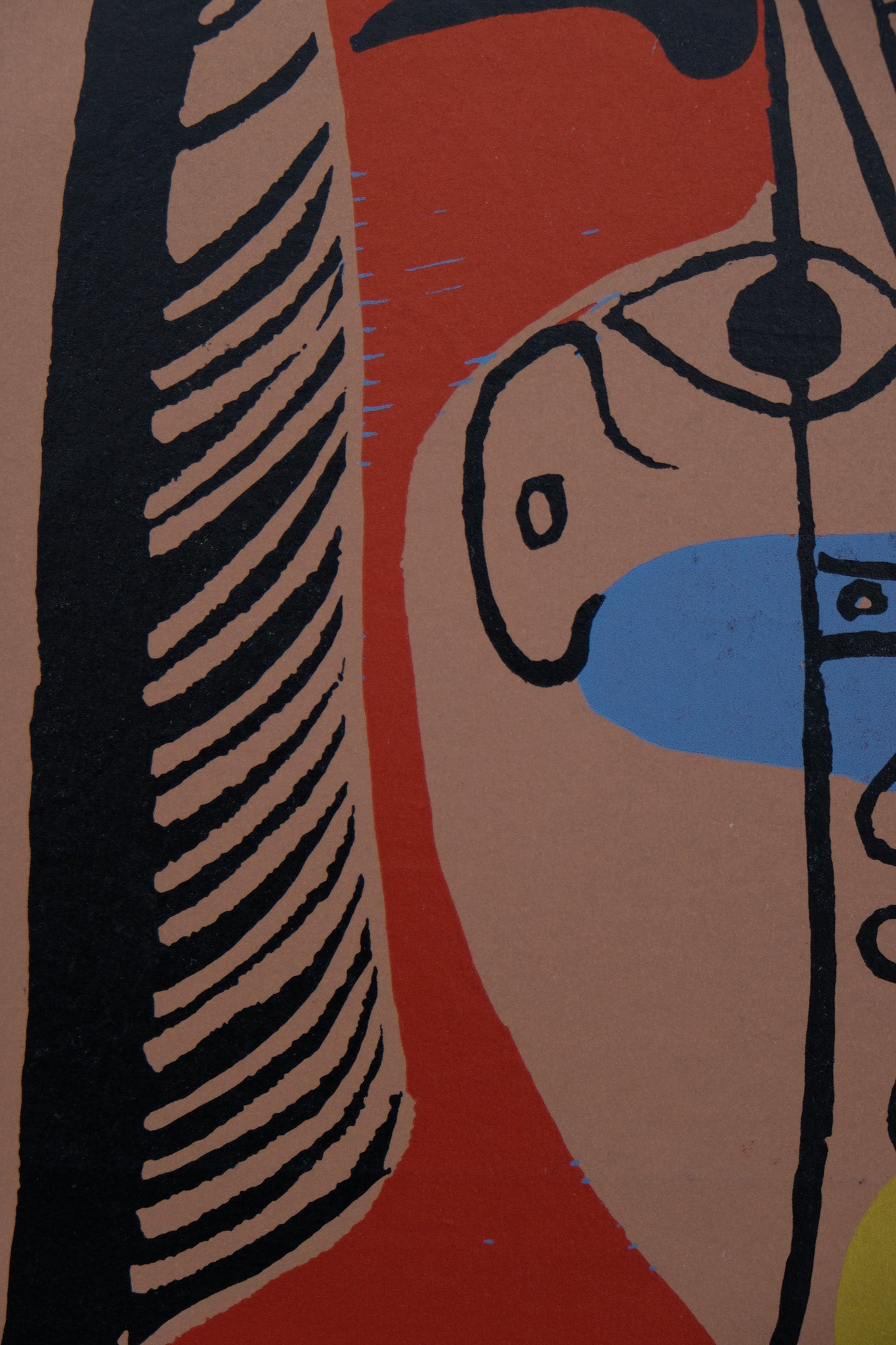 Pablo PICASSO : Portrait de Jacqueline - Linogravure en couleurs