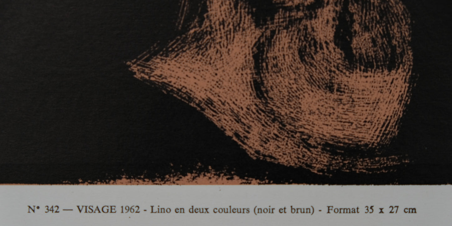 Pablo PICASSO : Femme au collier - Linogravure en couleurs