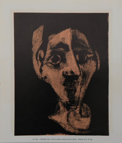 Pablo PICASSO : Femme au collier - Linogravure en couleurs