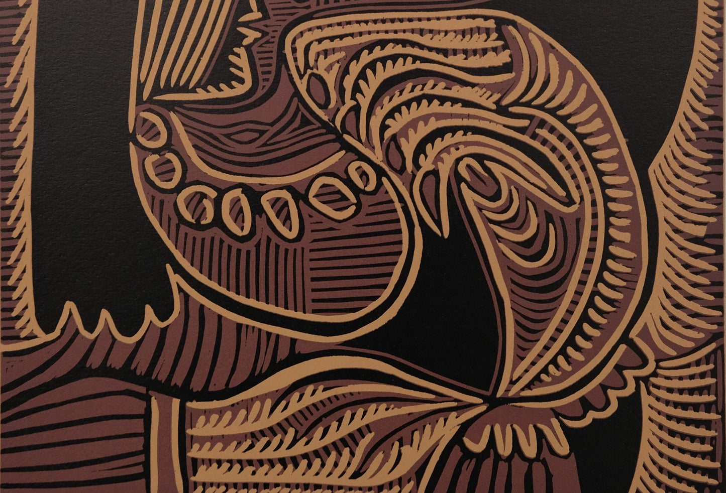 Pablo PICASSO : Femme au collier - Linogravure en couleurs