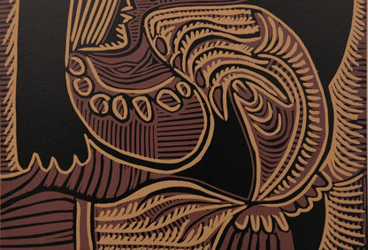 Pablo PICASSO : Femme au collier - Linogravure en couleurs