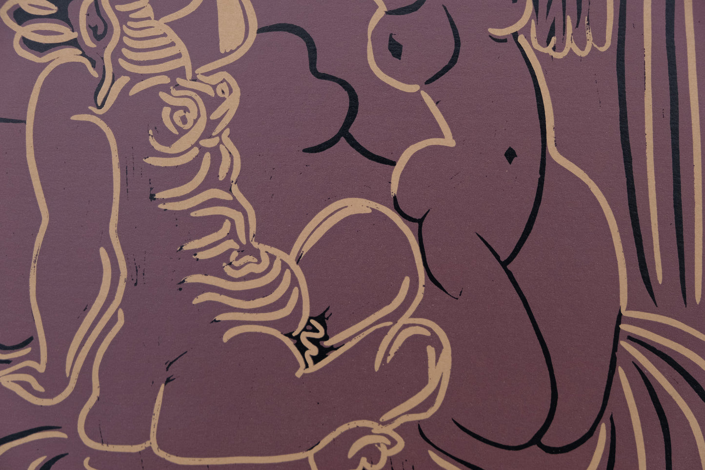 Pablo PICASSO : Trois femmes nues - Linogravure en couleurs