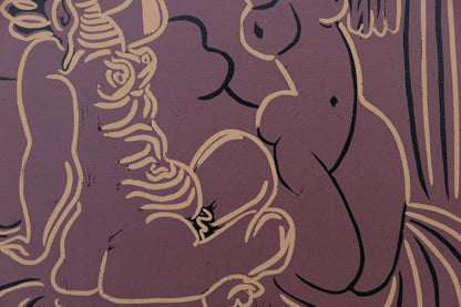 Pablo PICASSO : Trois femmes nues - Linogravure en couleurs